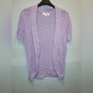 Purple Cable Knit Cardigan Sweater